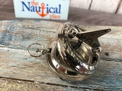 Silver Finish Brass Sundial Compass w/ Lid – Nautical Necklace Pendant -Keychain