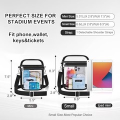 Clear Stadium Bag 12×12×6 Policy Compliant Transparent Crossbody Small Black