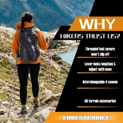 Pair of 2 Trekking Poles Walking Sticks Adjustable Anti-shock Alpenstock Hiking