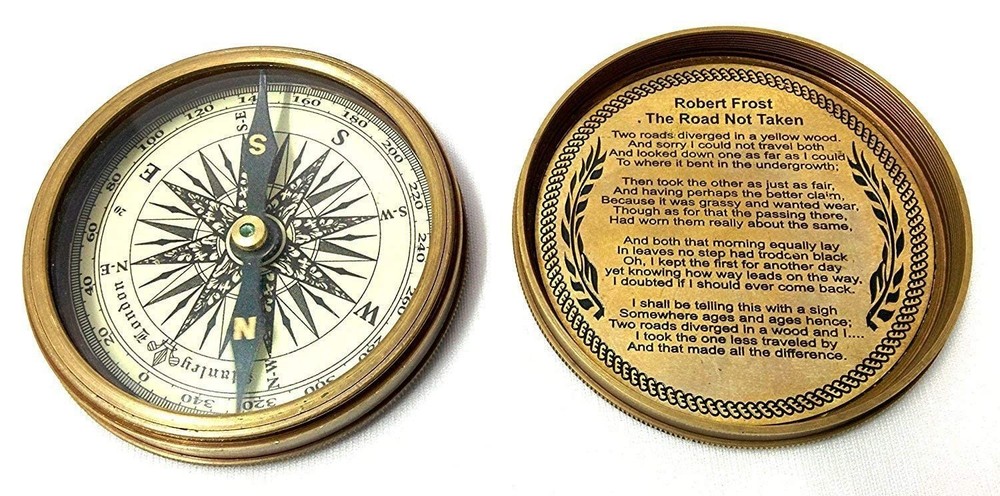 Big 3-Inch Magnetic Compass with Elegant Brass Finish for Decor & Gift