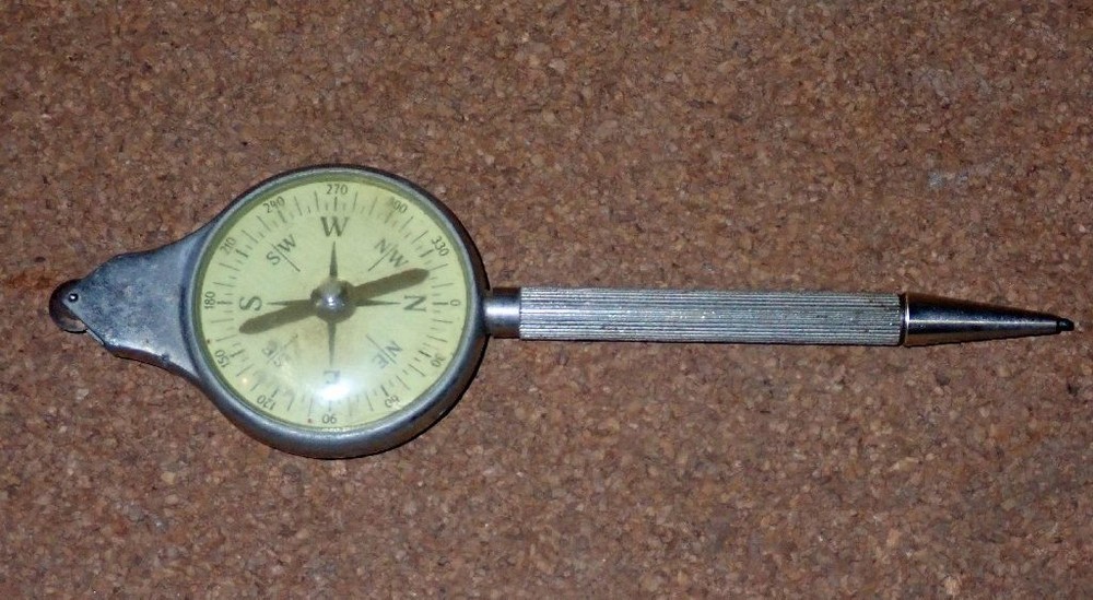 Vintage German Map Measurer Opisometer, Compass & Pencil