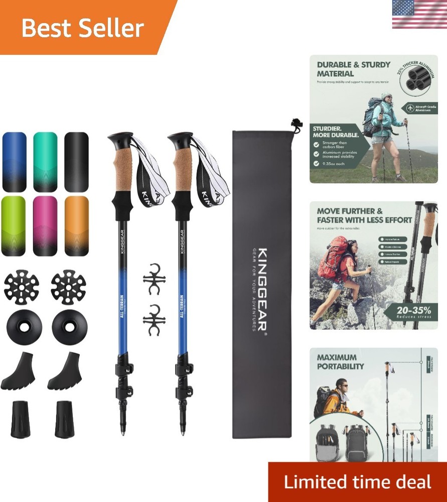 Hiking Poles – Adjustable 54″ Trekking Poles with Cork Grip & Flip Lock