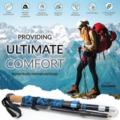 Hiking Poles Collapsible Lightweight & Adjustable – Quick Lock Foldable Trekking