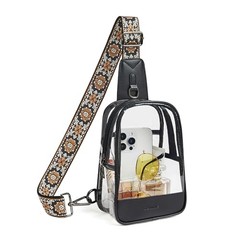 Clear Bag for Stadium Events Transparent Crossbody Bag 1-3 Two-toned Black