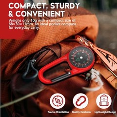 Carabiner Clip On Compass Keychain, Mini Pocket Compass for Hiking, Camping,