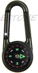 Outdoor Multifunctional Hiking Metal Carabiner Compass Thermometer Keychain Meta