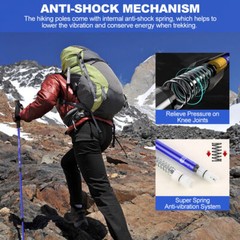 Trekking Walking Hiking Poles Sticks Aluminum Adjustable Alpenstock Pair of 2