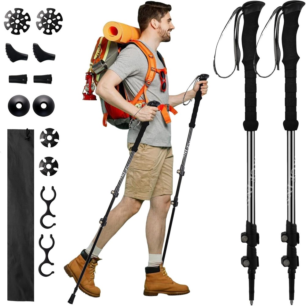 Ultralight Trekking Poles – 2PC Aircraft-Grade Aluminum Hiking Sticks