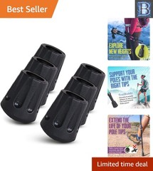 Durable 6-Pack Rubber Hiking Pole Tips with Embedded Metal for Long-lasting Use