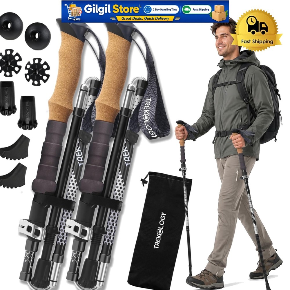 Lightweight Trekking Poles 7075 Aluminum with Cork Grip – Perfect for Travel