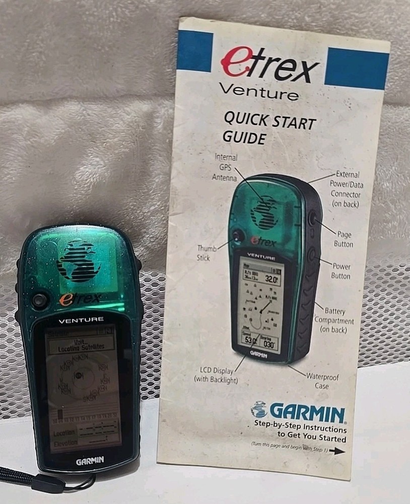 Garmin etrex Venture Portable Handheld Pocket GPS Green With Manual, Tested!