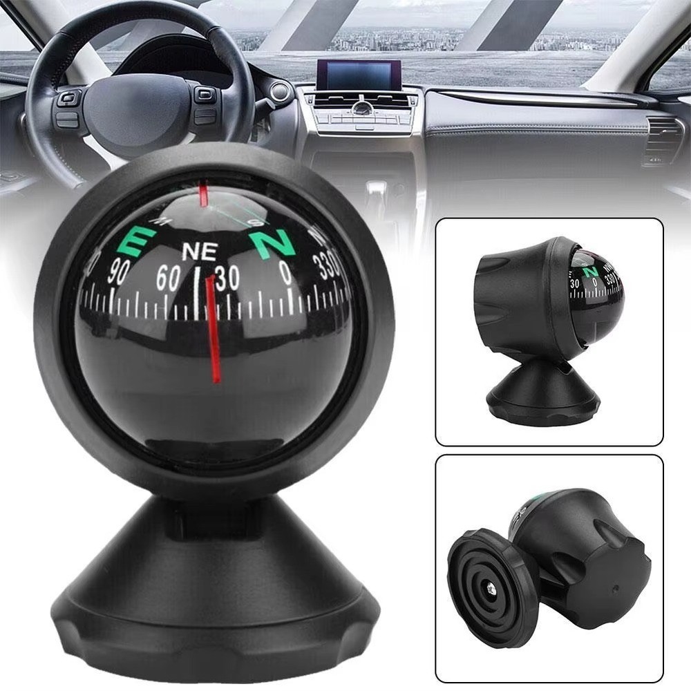360 Degree Rotating Car Compass Waterproof Ball Suction Cup Vehicle Navigation