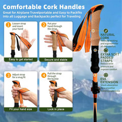 3K Carbon Fiber Collapsible Hiking Poles