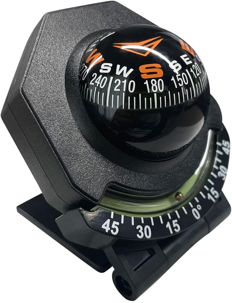 Car Compass, Car Dashboard Compass Ball with Slope Meter, Adjustable Night Visio