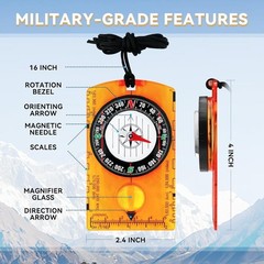 Kids’ Magnetic Wilderness Survival Compass – Lightweight, Durable Navigation …