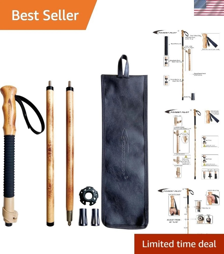 Natural Beech Wood Hiking Stick with Ergonomic Grip | Portable & Lightweight