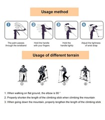 Portable Folding Trekking Pole Alpenstock Adjustable Height Lightweight Hiking W