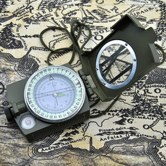 Military Lensatic Sighting Compass Waterproof and Shakeproof with Map Measurer D