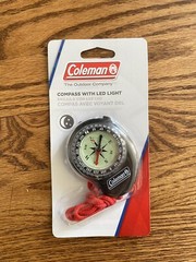 Coleman Compass with LED Light, Red Lanyard, Hiking, Camping FREE SHIPPING