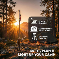 Survival Walking Stick with Dual LED Light & Emergency Power Bank – Collapsible