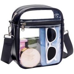 Clear Bag for Stadium Events Clear Purse Transparent Handbag for Sports Black