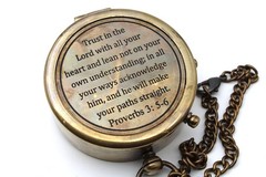 Trust In The Lord Engraved Brass Compass Wooden Case Christian Gift For Men