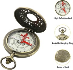 Retro Pocket Compass, Copper Alloy Hiking Compass | Compact copper alloy comp…
