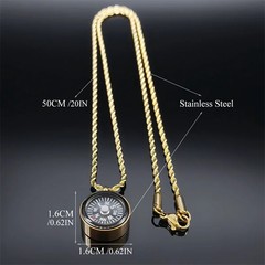 Mini Survival Compass Pendant Necklace Women Men Camping Hiking Pocket