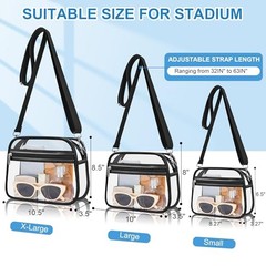 Clear Bag for Stadium Events – Stadium Approved Mini Clear Purse, Small Black