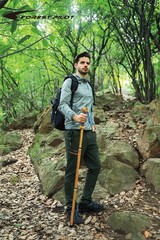 3 Pieces Detachable Hardwood Walking Stick Cross Head with a Compass (Nature …