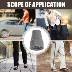 2Pcs Durable Rubber Cane Feet Non Slip Crutch Tips Grey for Enhanced Stability