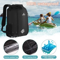 Dry Bag Backpack, 20L Dry Bag Waterproof with Waist Pouch and Phone Black