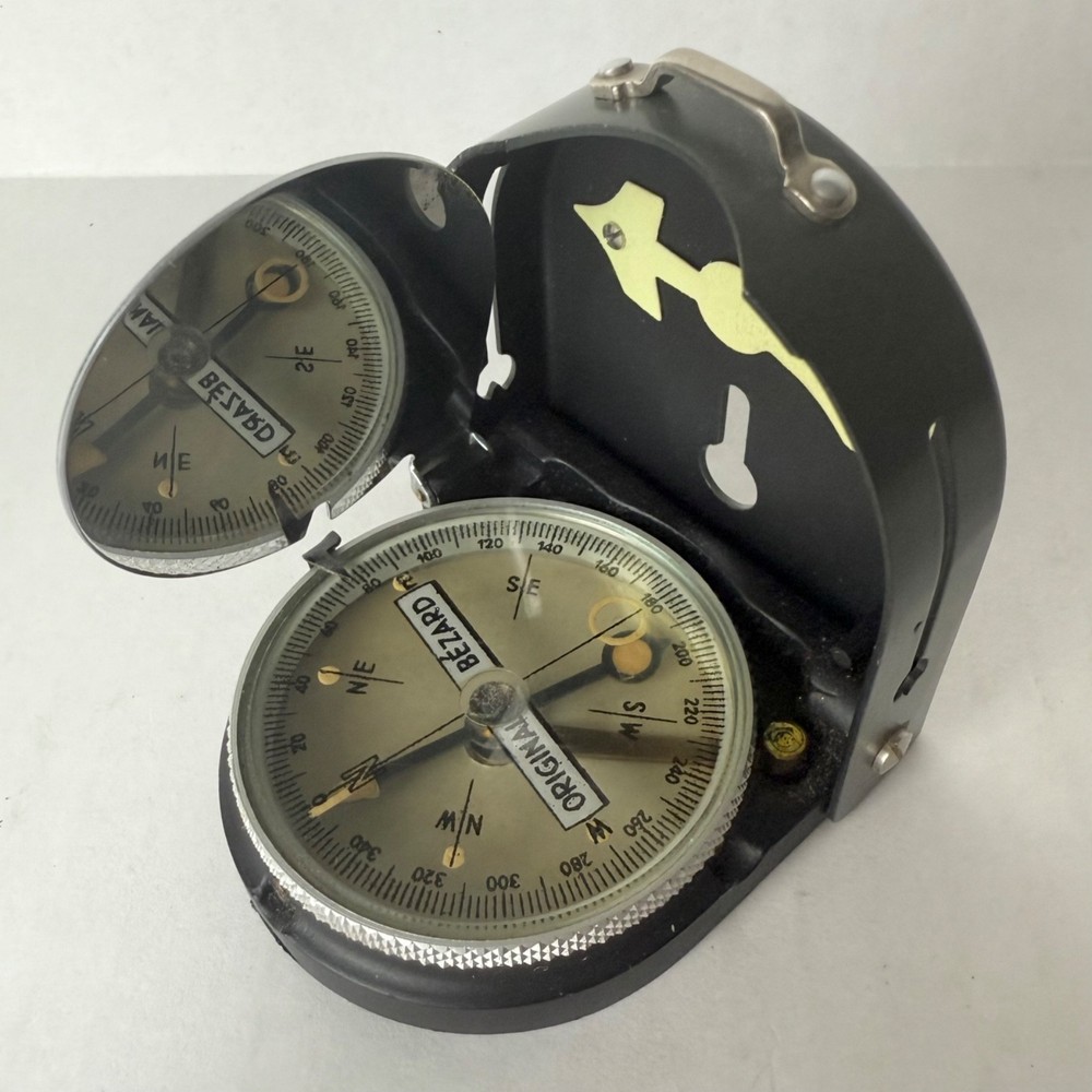 Vtg ORIGINAL BEZARD military COMPASS by LUFFT Germany METAL body LEATHER CASE