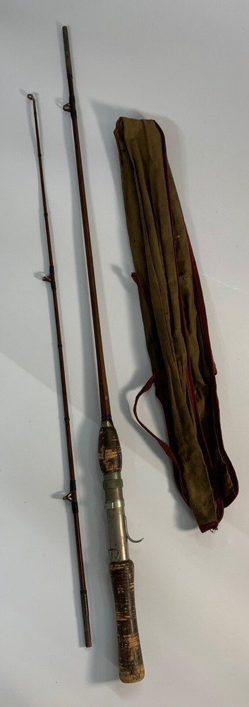 Vintage Heddons? Tonkin Cane? 2 pc. Bamboo Fly, Trout Fishing Rod w/ Pouch