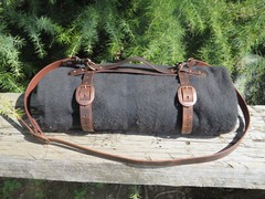 Full grain veg tanned Leather blanket harness, leather bedroll, leather straps