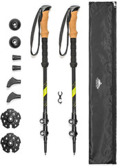 Cascade Mountain Tech Trekking Poles – Carbon Fiber Walking or Hiking Sticks wit