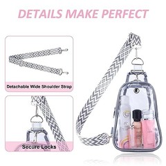 Clear Bag Stadium Approved, Clear Sling Bag with Embroidered Strap Grey