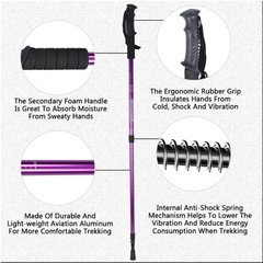 2PCS Trekking Hiking Poles Walking Sticks Adjustable Aluminum Alpenstock w/ Tips