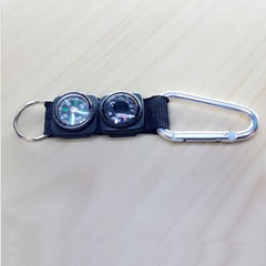 Multifunction Mini Compass Camping Survival Thermometer Carabiner Hook Keychain