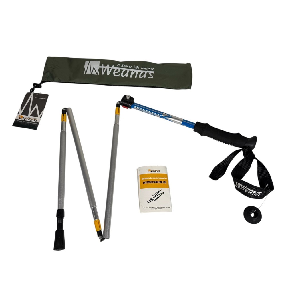 Weanas Silver Blue 1Pc Ultralight Adjustable Folding Collapsible Trekking Pole