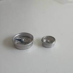 Vintage Mini Compass Lot Japan TINY Silver Metal Navigator N S E W .5″ wide