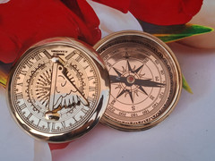 Solid Brass Nautical Brass Sundial Compass With Engraved Item.
