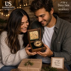 Handmade Brass Compass with Wooden Box – “So You Can Always Find Your Way Bac…