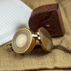 Calyron Brass Pocket Magnetic 2″ Compass with Chain Nautical Sailor Small