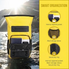 100% Waterproof Roll-Top Dry Bag Backpack with Front Splash-Proof Yellow-black