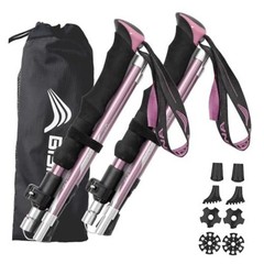Hiking Poles Collapsible Trekking Poles Aluminum Alloy Hiking 95-115cm Pink