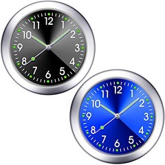 2 Pieces Stick on Dashboard Car Clock Mini Tiny Small Luminous Black, Blue