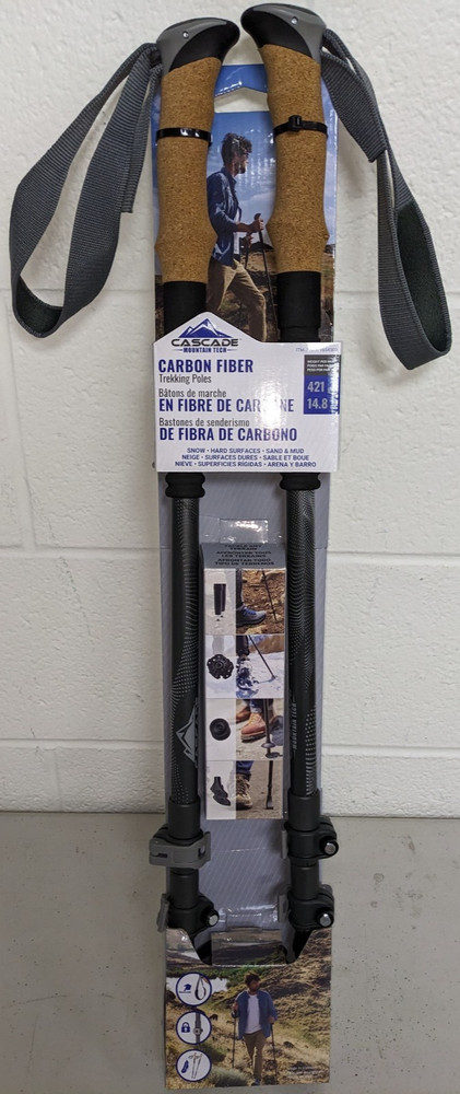 Cascade Mountain Tech Carbon Fiber Trekking Poles, 2 Pack Preowned
