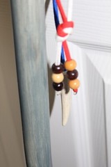Custom Made Red Oak Walking Hiking Stick with Antler Morel Carving on Top