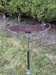 Hiking & Shooting Stick Seat, Foldable, Leather Seat with Solid Aluminum Frame